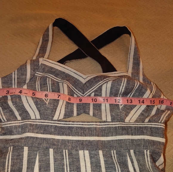 NWOT BCBG MaxAzria Cut-out Linen Halter Midi Dress - XS / 2 Striped Sundress Tea - Picture 7 of 12